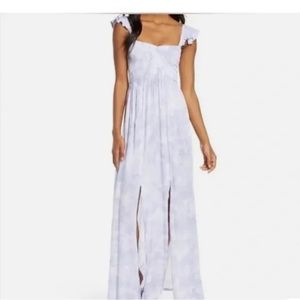 Tiare Hawaii Hollie Maxi Dress Smocked One Size Purple/White